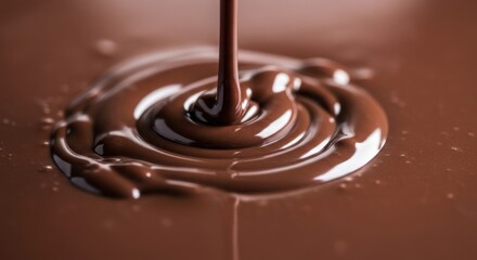 Dark Brown Chocolate Flowing Smoothly, Creating Swirls and Ripples