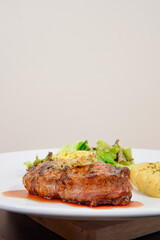 grilled steak with vegetables