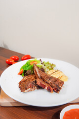 grilled beef steak with vegetables