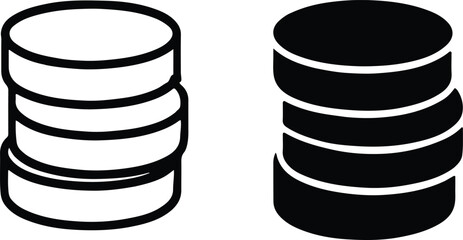 Database Icons Outline Solid Vector Set