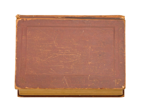 Old leather-bound book. Isolated transparent background