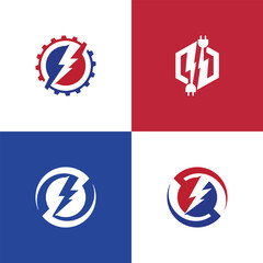 Electric sign creative logo mark bundle design collection set electricity power energy lighting bolt