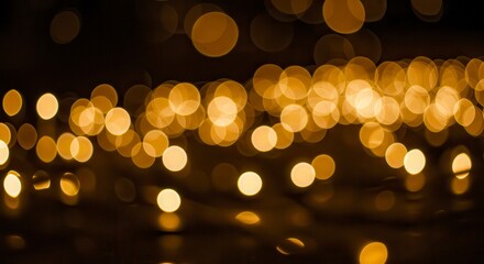 Warm golden fairy-light bokeh circles – dreamy festive background for holiday designs and romantic branding in crystal 8K.