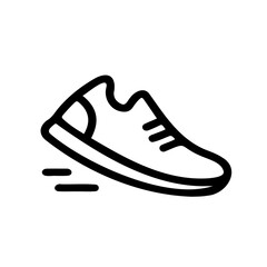 Outline icon of a sport shoe for running and fitness activities. Ideal for training, workout, marathon, and wellness designs.