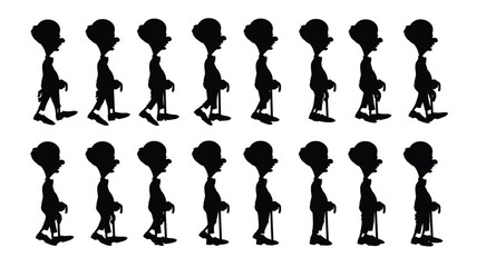 Silhouette Animation Frames of a Walking Person