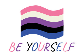 Colorful Gender fluid pride flag Happy pride day LGBTQ community Pride Month Vector hand drawn doodle for posters, stickers, logo, cards