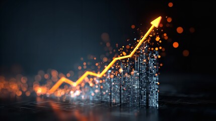 Rising Business Growth Chart, Financial Success Arrow, Stock Market stock image