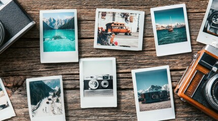 Collection of Vintage Instant Photographs Featu Scenic Landscapes Urban Views and Travel Memories