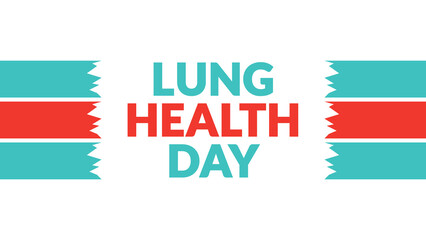 Lung Health Day text with side lines on a White background. Which is observed every year in September to celebrate and wish Lung Health Day.