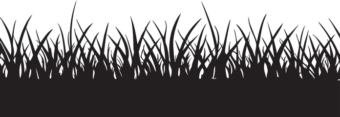 Black grass silhouette vector: lawn border illustration, grass clipart eps