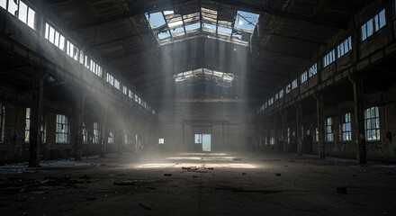 Obraz premium 廃墟工場、ボロボロな倉庫