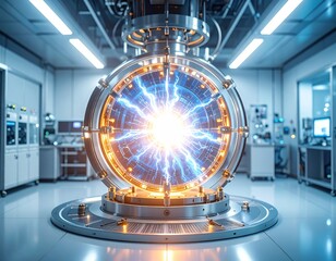 Fusion reactor core glowing with plasma energy