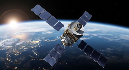 Advanced Communication Satellite Orbiting Earth Offering Global Connectivity and Digital Services