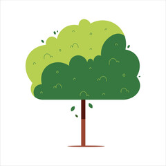 Flat Green Tree Vector Illustration