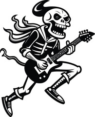 Fototapeta premium skeleton jumping while shredding a guitar