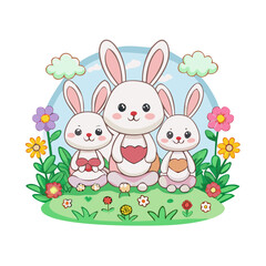 easter bunny with easter eggs