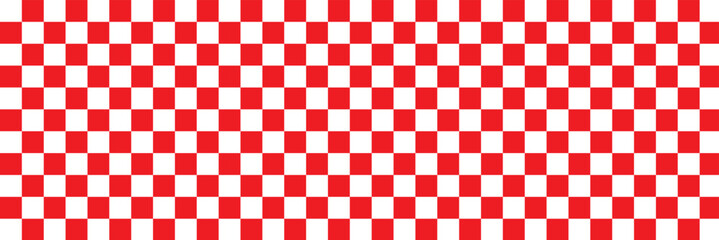 red and white chess board. Red and white checkerboard pattern background. Classic checkered race flag car finish line or start line. Flat vector illustration isolated on white background.