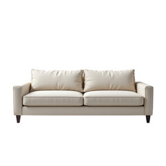 Fototapeta premium Stylish Cream Sofa in Modern Living Room Setting with Soft Cushions