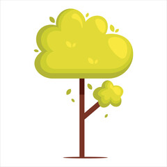 Flat Green Tree Vector Illustration