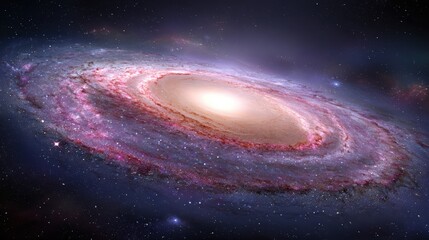 Obraz premium Stunning detailed view of a spiral galaxy in deep space with vibrant colors and cosmic dust