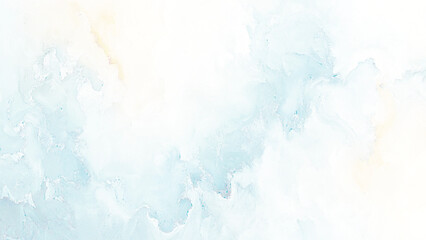 Watercolor background with light blue splashes for artistic banner, template postcard design.