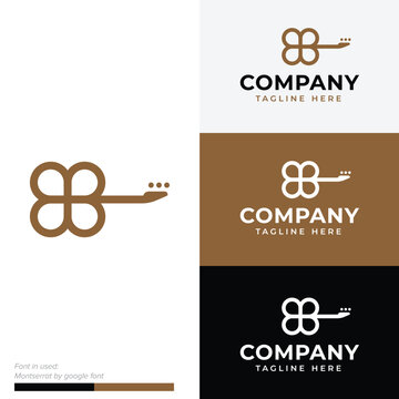 Flower or number 88 year music guitar monogram logo symbol icon flat stock vector design
