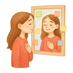 Fototapeta premium PNG Self-reflection through mirror illustration.