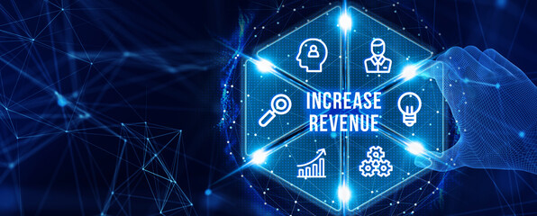 Increase revenue concept. Business, Technology, Internet and network concept. 3d illustration