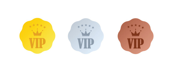 Vip icons with crown and stars.