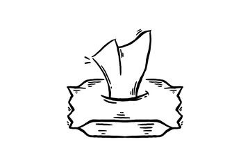 Hand drawn tissue box icon vector sketch illustration