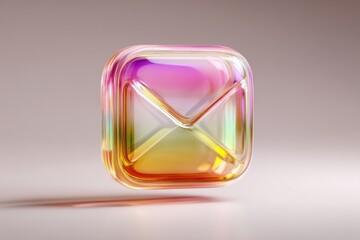 Iridescent glass square email icon