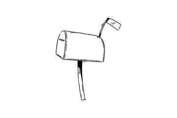 Hand drawn postbox mail icon vector sketch illustration