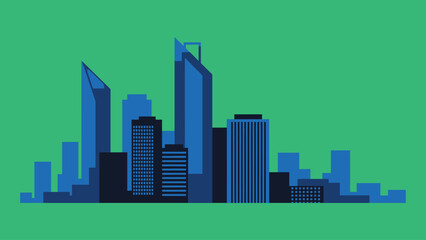 Obraz premium A minimalistic business vector illustration featuring a modern office building skyline with sharp geometric shapes.