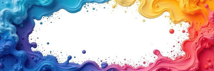 Bold colored frame, white space, dynamic paint streaks, contemporary, artistic background