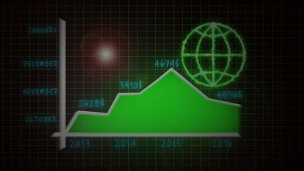 Green chart animation global growth business financial data economic progress 4K UHD. Animated global green growth chart economy statistics business finance investment 4K. - Powered by Adobe