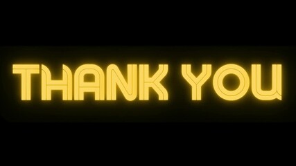 Retro Golden Glowing Thank You Text Animation Loop