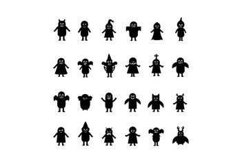 Fototapeta premium Cute halloween monsters silhouette vector design for spooky season art