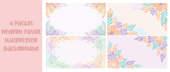 Modern Pastel Watercolor Background with Asymmetric Floral Leaf Design