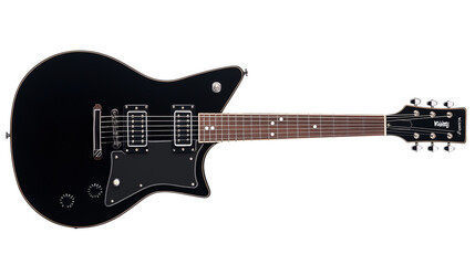 Black electric guitar isolated on transparent background 