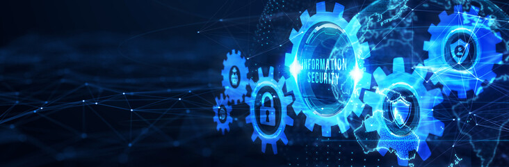Fototapeta premium Concept of cyber security, information security and encryption, secure access to personal information, secure Internet access, cybersecurity. 3d illustration