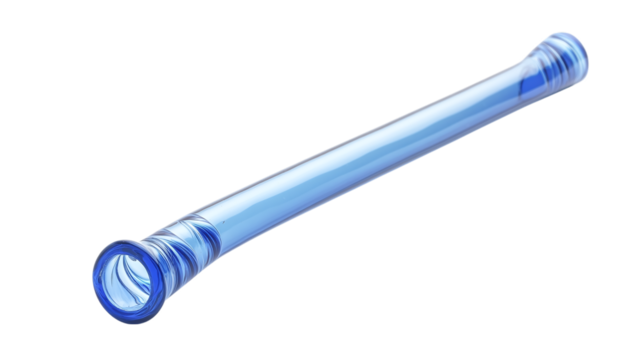 Blue glass drinking straw isolated on transparent background 