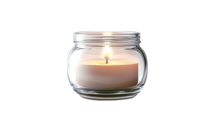 Clear glass candle jar isolated on transparent background 