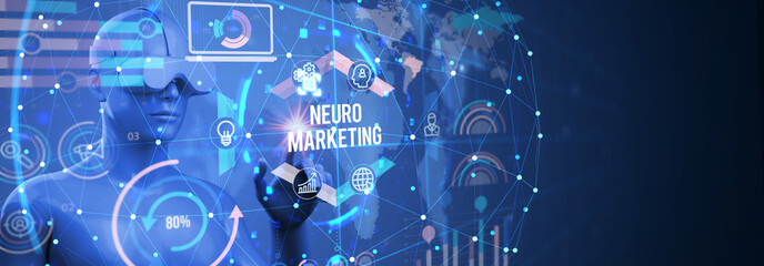 Neuromarketing. Sales and advertising marketing strategy concept. Business, Technology, Internet and network concept. 3d illustration