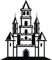 tall narrow castle with stacked towers