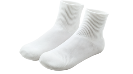 Pair of white cotton socks isolated on transparent background 