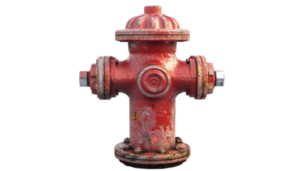 Red metal fire hydrant isolated on transparent background