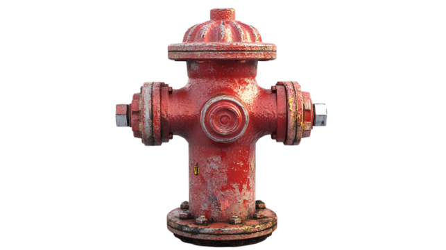 Red metal fire hydrant isolated on transparent background