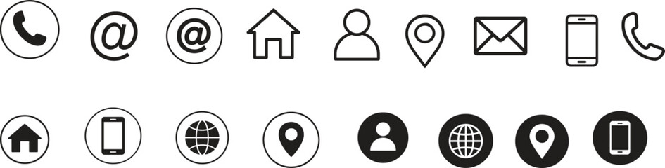 Glossy web icons for business communication and user search