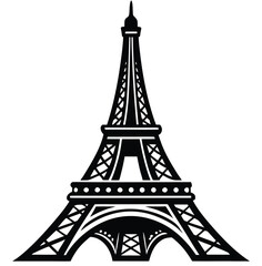 Obraz premium Famous silhouette of the Eiffel Tower, a recognizable French landmark in Paris, France