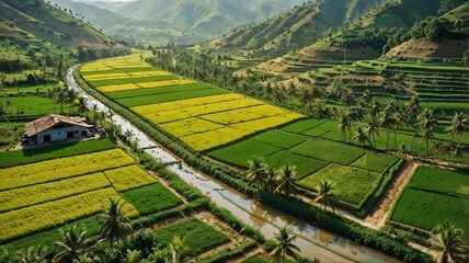 Fototapeta premium rice field in the village